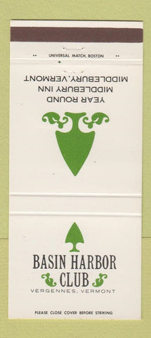 Matchbook Cover - Basin Barbor Club Vergennes VT 30 Strike