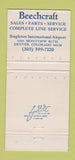 Matchbook Cover - Denver Beechcraft Airplanes Colorado WORN 30 Strike