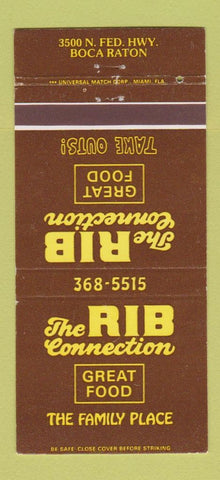 Matchbook Cover - The Rib Connection Restaurant Boca Raton FL 30 Strike