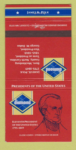 Matchbook Cover - Diamond US Presidents James K Polk 30 Strike