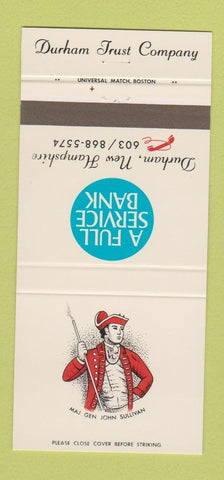 Matchbook Cover - Durham Trust Company NH General John Sullivan 30 Strike