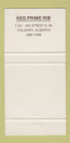 Matchbook Cover - The Keg Restaurant Calgary AB 30 Strike