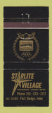 Matchbook Cover - Starlite Village Restaurant Fort Dodge IA WEAR 30 Strike