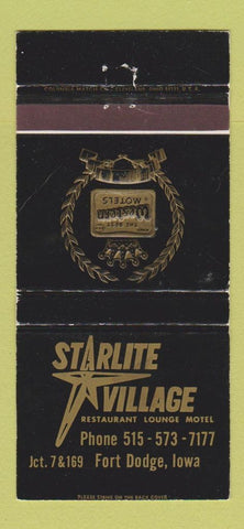 Matchbook Cover - Starlite Village Restaurant Fort Dodge IA WEAR 30 Strike