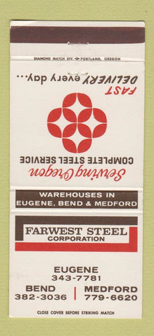 Matchbook Cover - Farwest Steel Eugene Bend Medford OR 30 Strike