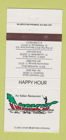 Matchbook Cover - Nikck's Italian Sarasota Altamonte Springs FL 30 Strike