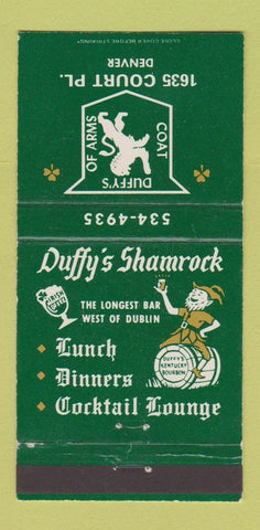 Matchbook Cover - Duffy's Shamrock Denver Colorado  30 Strike
