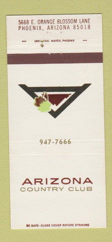 Matchbook Cover - Arizona Country Club Phoenix AZ 30 Strike