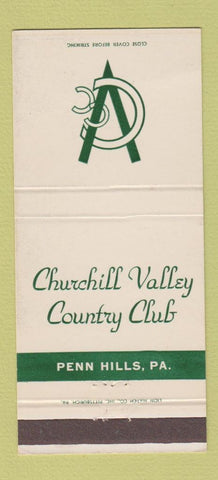 Matchbook Cover - Churchill Valley Country Club Penn Hills PA 30 Strike
