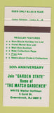 Matchbook Cover - Garden State Match Club Walter Hoffman Greenbrook NJ 30 Strike
