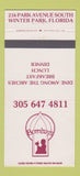 Matchbook Cover - Bombay's Winter Park FL restaurant 30 Strike