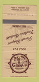 Matchbook Cover - Fin n Claw Seafood Chicago IL 30 Strike