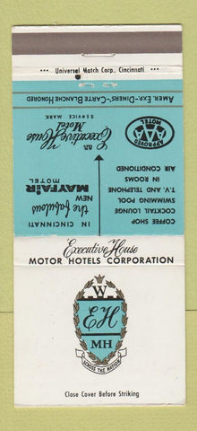 Matchbook Cover - Executive House Motor Hotels Cincinnati OH Mayfair 30 Strike