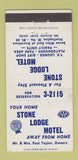 Matchbook Cover - Stone Lodge Motel Huntington WV 30 Strike