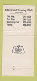 Matchbook Cover - Edgewood Country Club Pittsburgh PA 30 Strike