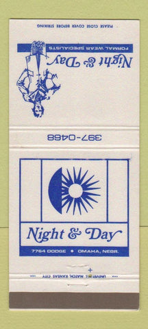 Matchbook Cover - Night and Day Men's Formal Clothes Omaha NE 30 Strike