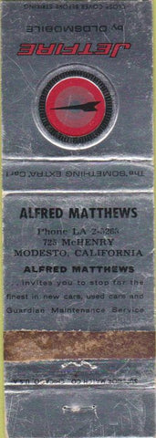 Matchbook Cover - Alfred Matthews Modesto CA Oldsmobile