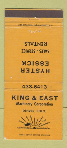 Matchbook Cover King East Machinery Hyster Essick Denver Colorado WEAR 30 Strike