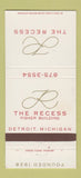 Matchbook Cover - The Recess Detroit MI Fisher Building 30 Strike