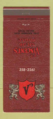 Matchbook Cover - Vincent's Steak House Dallas TX 30 Strike