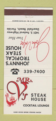 Matchbook Cover - Mr V's Steak House Deerfield Beach FL 30 Strike