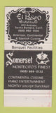 Matchbook Cover - Somerset El Paseo Santa Barbara Montecito CA WORN 30 Strike