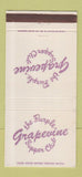 Matchbook Cover - Purple Grapevine Supper Club Rochester WI WEAR 30 Strike