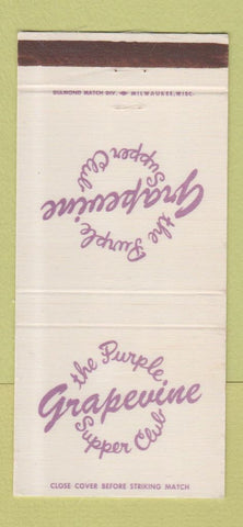 Matchbook Cover - Purple Grapevine Supper Club Rochester WI WEAR 30 Strike