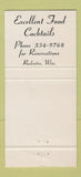 Matchbook Cover - Purple Grapevine Supper Club Rochester WI WEAR 30 Strike