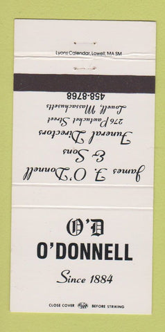Matchbook Cover - OD O'Donnell Funeral Home Lowell MA 30 Strike