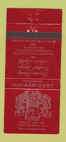 Matchbook Cover - Old Yorke Inn Hightstown NJ 30 Strike