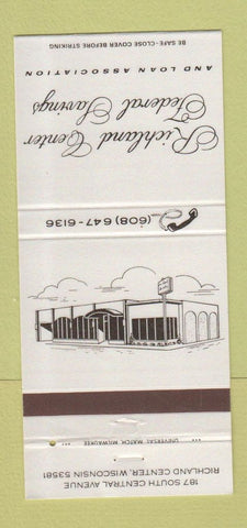 Matchbook Cover - Richland Center Federal Savings WI 30 Strike