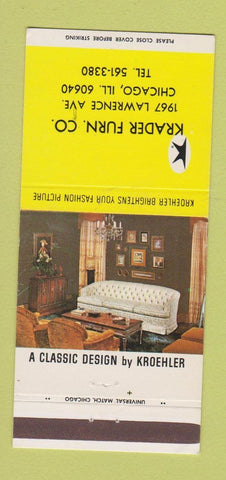 Matchbook Cover - Kroehler Furniture Krader Chicago IL 30 Strike