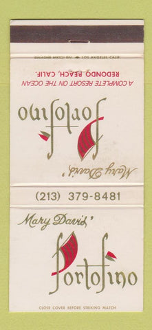 Matchbook Cover - Mary Davis' Portofino Redondo Beach CA WEAR 30 Strike