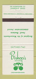 Matchbook Cover - Bishop's Restaurant Lawrence MA 30 Strike