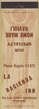 Matchbook Cover - La Hacienda Inn Los Gatos CA Ravioli