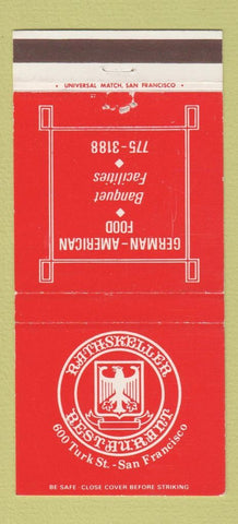 Matchbook Cover - Rathskeller Restaurant San Francisco CA 30 Strike