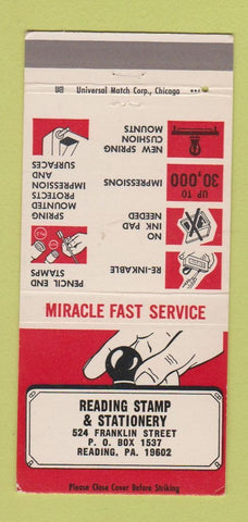 Matchbook Cover - Reading Stamp Stationery Reading PA 30 Strike