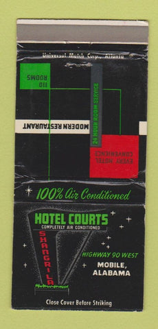 Matchbook Cover - Shangri La Hotel Courts Mobile AL WORN 30 Strike