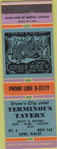 Matchbook Cover - Terminous Tavern Lodi CA