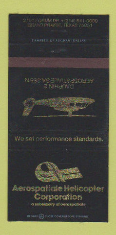 Matchbook Cover - Aerospatiale Helicopter Corp Grand Prairie TX 30 Strike