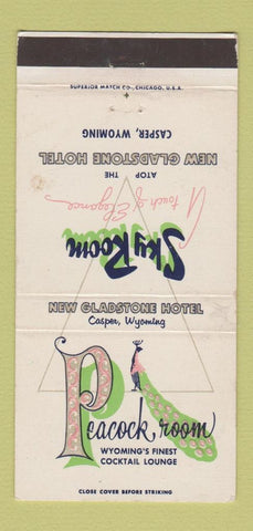 Matchbook Cover - Peacock Room New Gladstone Hotel Casper WY 30 Strike