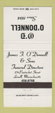 Matchbook Cover - OD O'Donnell Funeral Home Lowell MA 30 Strike