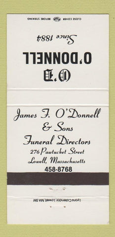 Matchbook Cover - OD O'Donnell Funeral Home Lowell MA 30 Strike