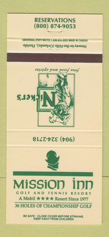 Matchbook Cover - Mission Inn Golf Tennis Orlando FL 30 Strike