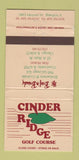 Matchbook Cover - Cinder Ridge Golf Course Chicago Countryside IL WORN 30 Strike