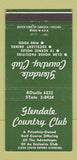Matchbook Cover - Glendale Country Club Chicago IL 30 Strike