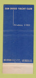Matchbook Cover - San Diego CA Yacht Club 30 Strike