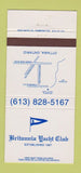 Matchbook Cover - Britannia Yacht Club Ottawa ON 30 Strike