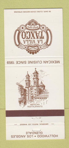 Matchbook Cover - La Villa Taxco Mexican Hollywood Glendale CA 30 Strike